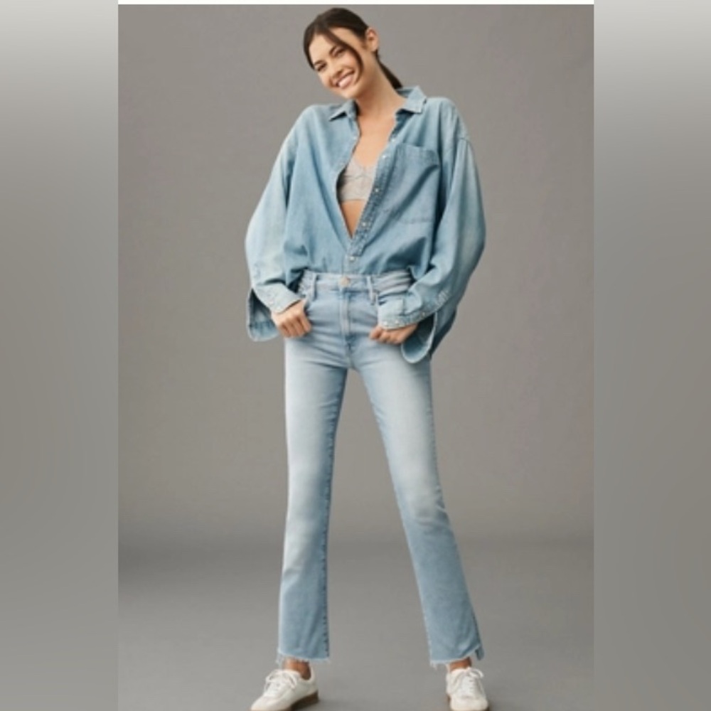 MOTHER Blue Ankle Cropped Jeans